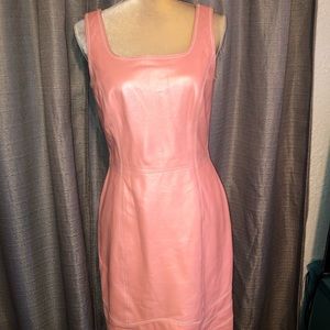 Escada LEATHER MID-LENGTH DRESS - PINK